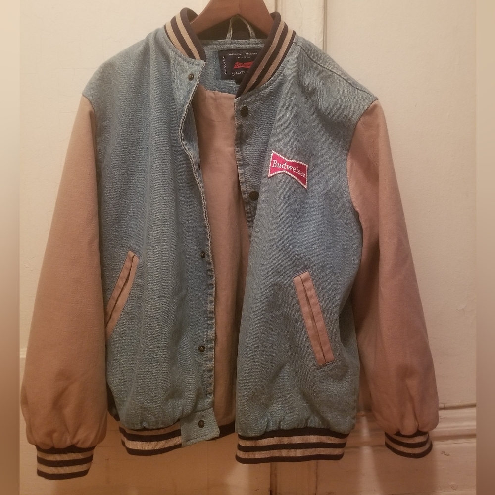 Limited Edition Budweiser Denim Varsity Jacket Vintage Wash